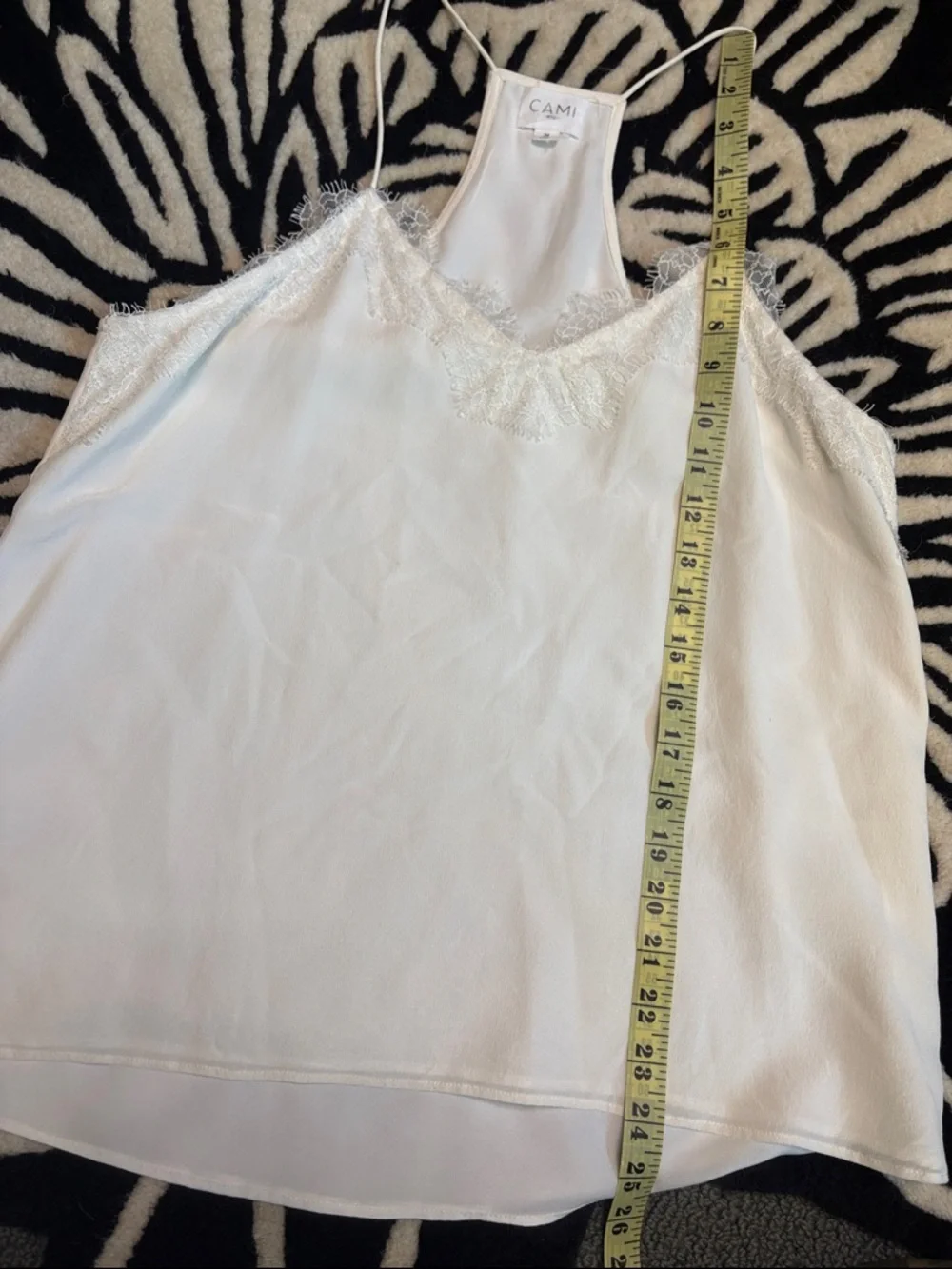Cami NYC Cream Lace-Trim Racerback Silk Top - Picture 7 of 7
